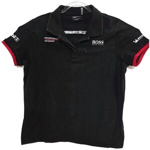 Porsche Motorsport Shirt Womens Large Black Polo Hugo Boss Michelin
